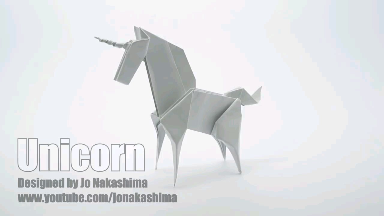 独角兽折纸 一张纸无裁